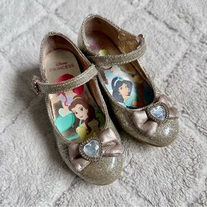 Disney Princess | Gold Sparkle Diamond Heart Bow Heels | Size 9